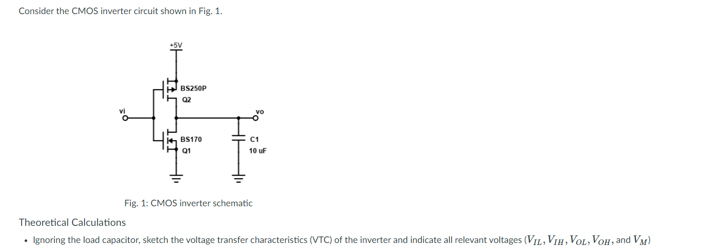 Solved Consider the CMOS inverter circuit shown in Fig. 1. | Chegg.com