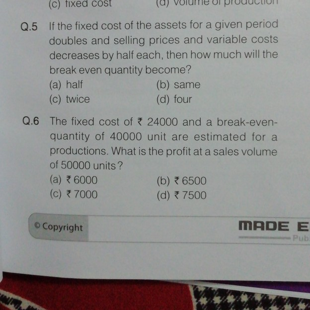 Solved (c) fixed cost If the fixed cost of the assets for a | Chegg.com