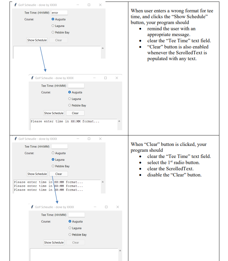 Write a Python GUI application to allow golfer to | Chegg.com