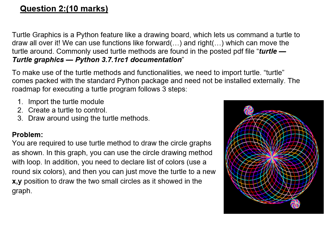 Solved Turtle Graphics is a Python feature like a drawing | Chegg.com