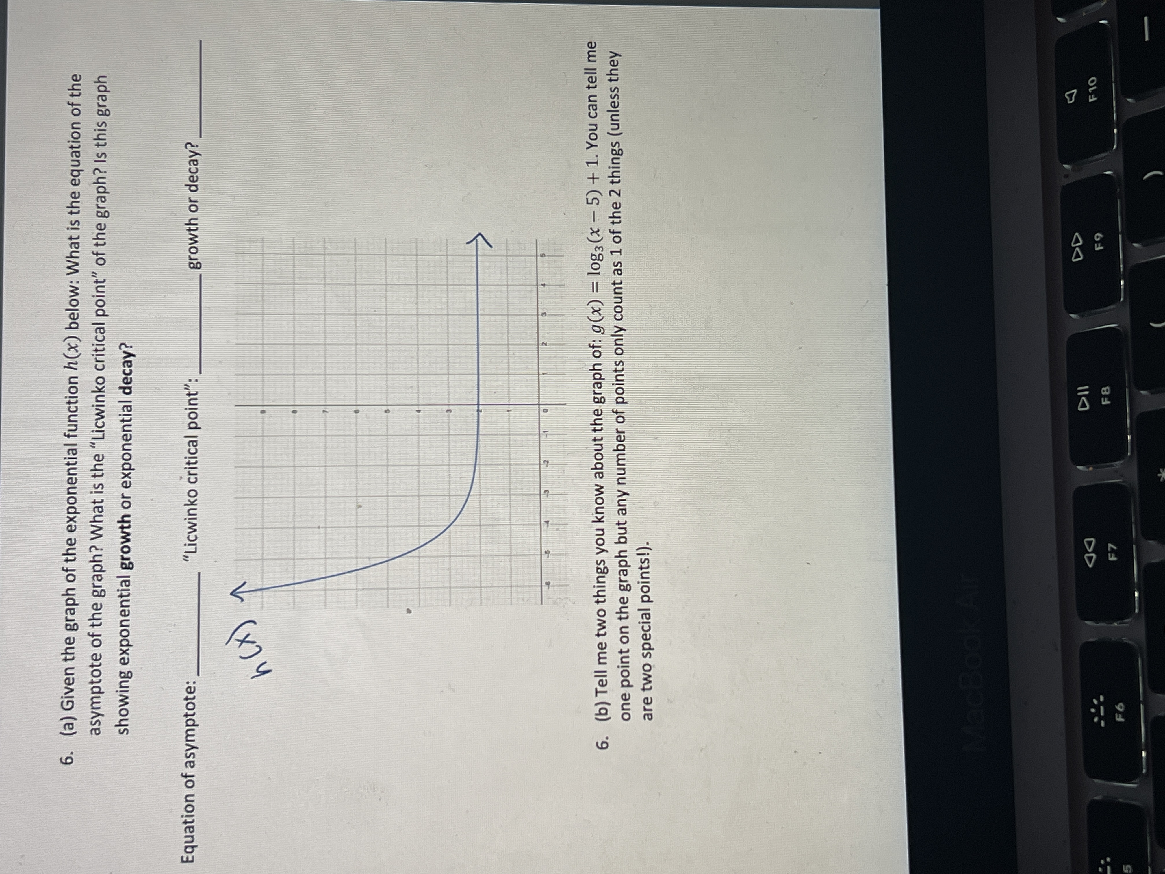 Solved 6. (a) ﻿Given the graph of the exponential function | Chegg.com