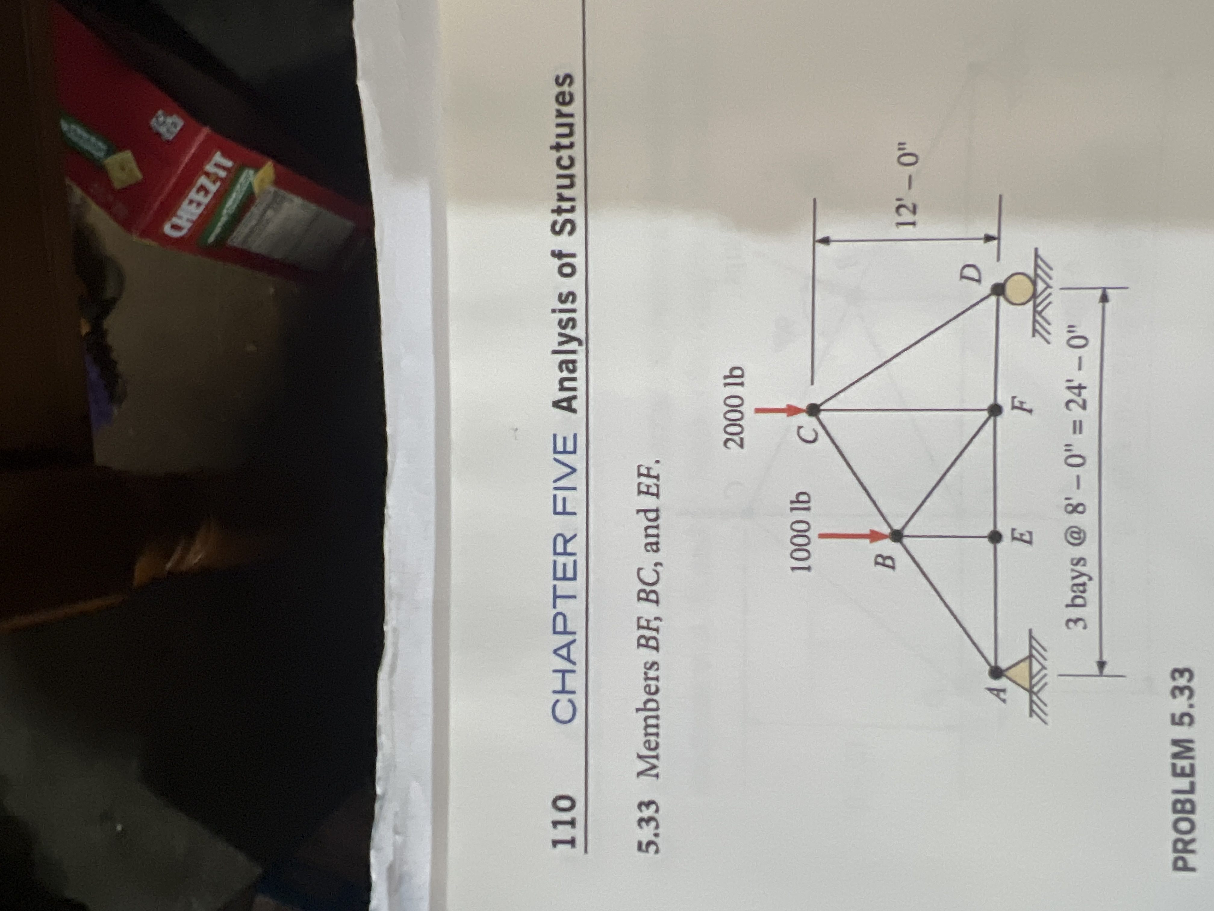 Solved 5.33 ﻿Members BF,BC, ﻿and EF.PROBLEM 5.33 | Chegg.com