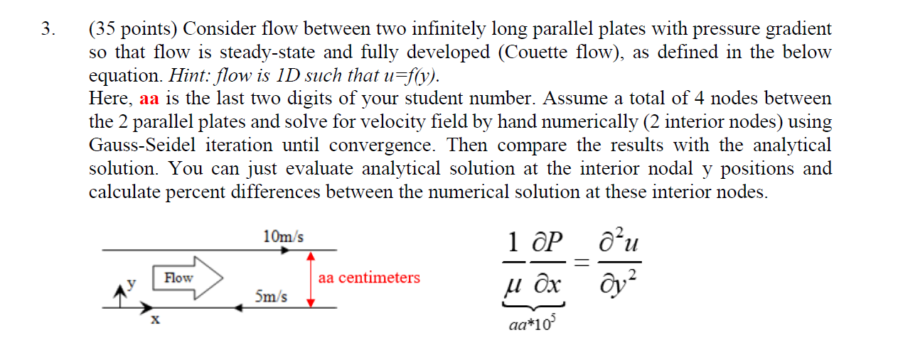 Solved 3. (35 points) Consider flow between two infinitely | Chegg.com