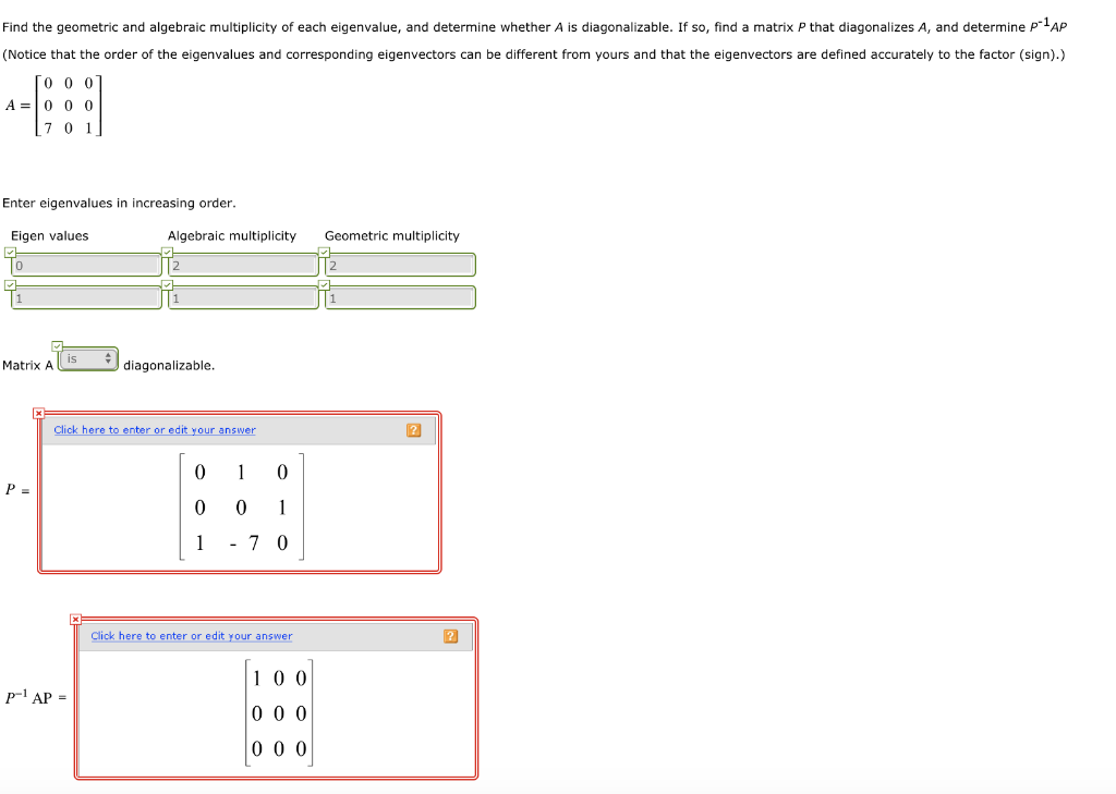 Solved Find the geometric and algebraic multiplicity of each | Chegg.com