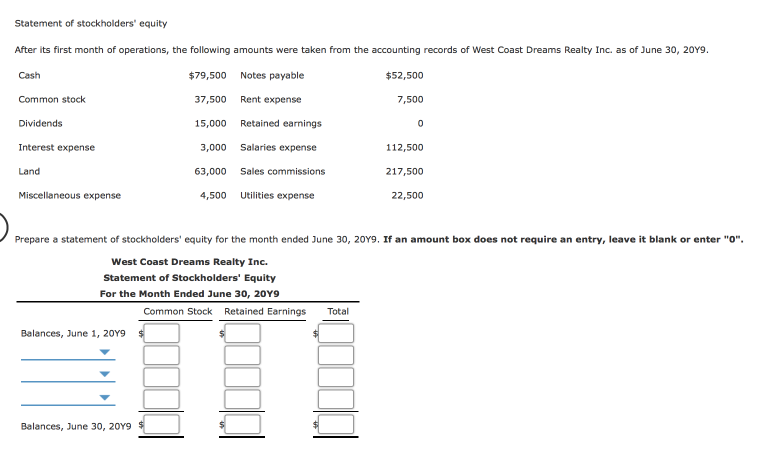 Solved Statement Of Stockholders Equity After Its First Chegg