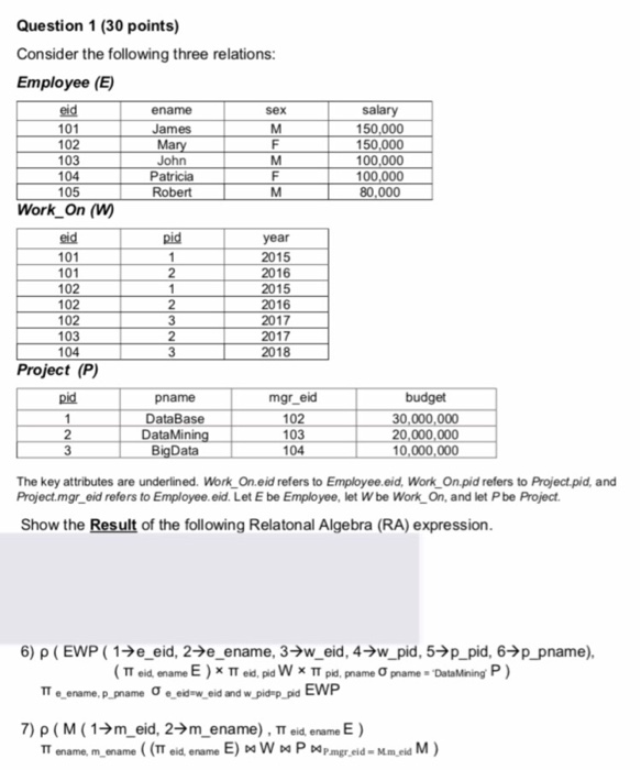 Solved Question 1 (30 points) Consider the following three | Chegg.com