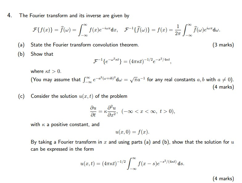 Solved 4 The Fourier Transform And Its Inverse Are Given Chegg Com