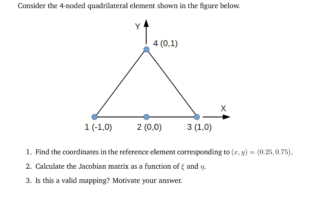 Solved Consider The 4 Noded Quadrilateral Element Shown In