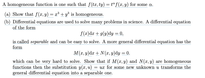 Solved homogeneous function is one such that | Chegg.com