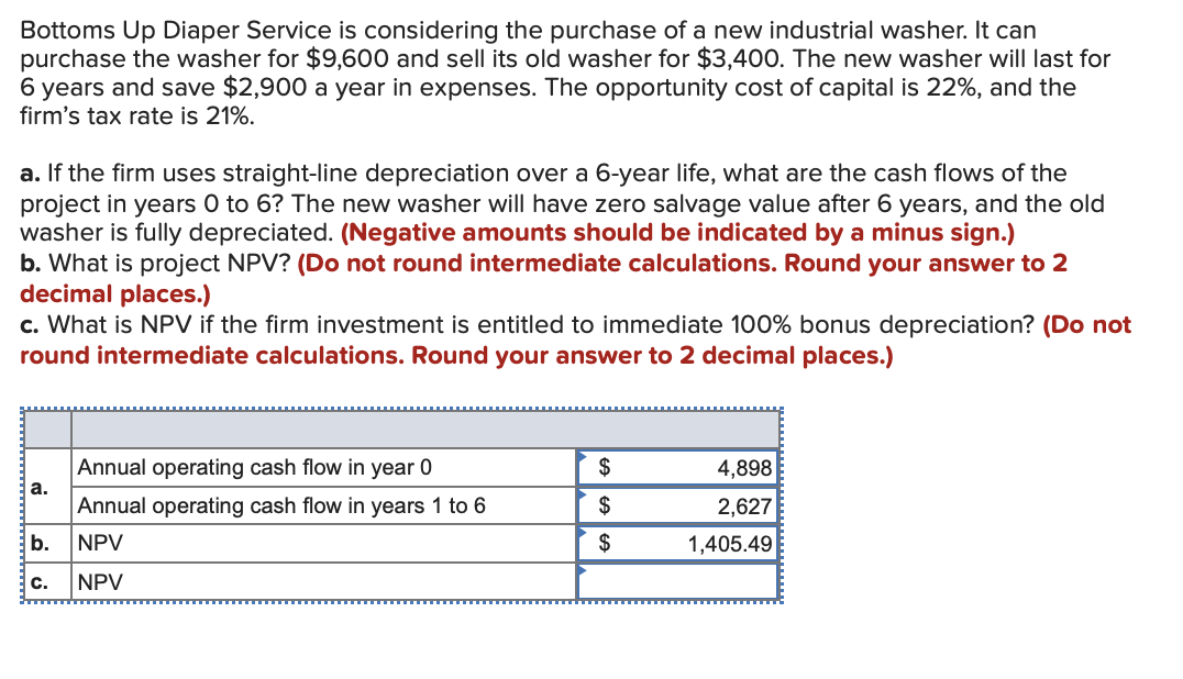 Solved Bottoms Up Diaper Service is considering the purchase