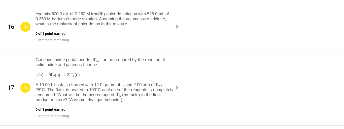 Solved You mix 500.0 mL of 0.250 M iron(III) chloride