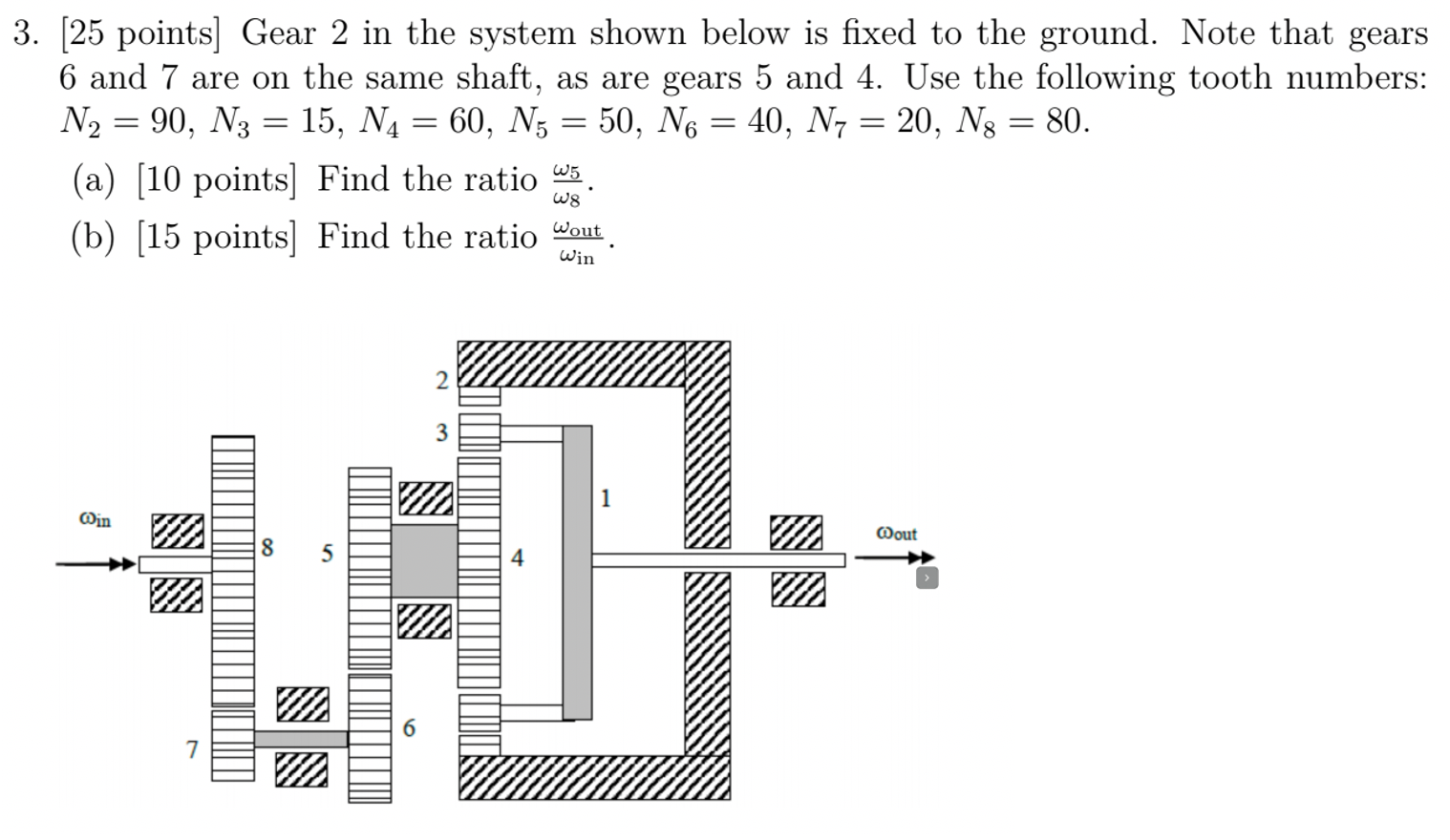 Solved 3. [25 points] Gear 2 in the system shown below is | Chegg.com