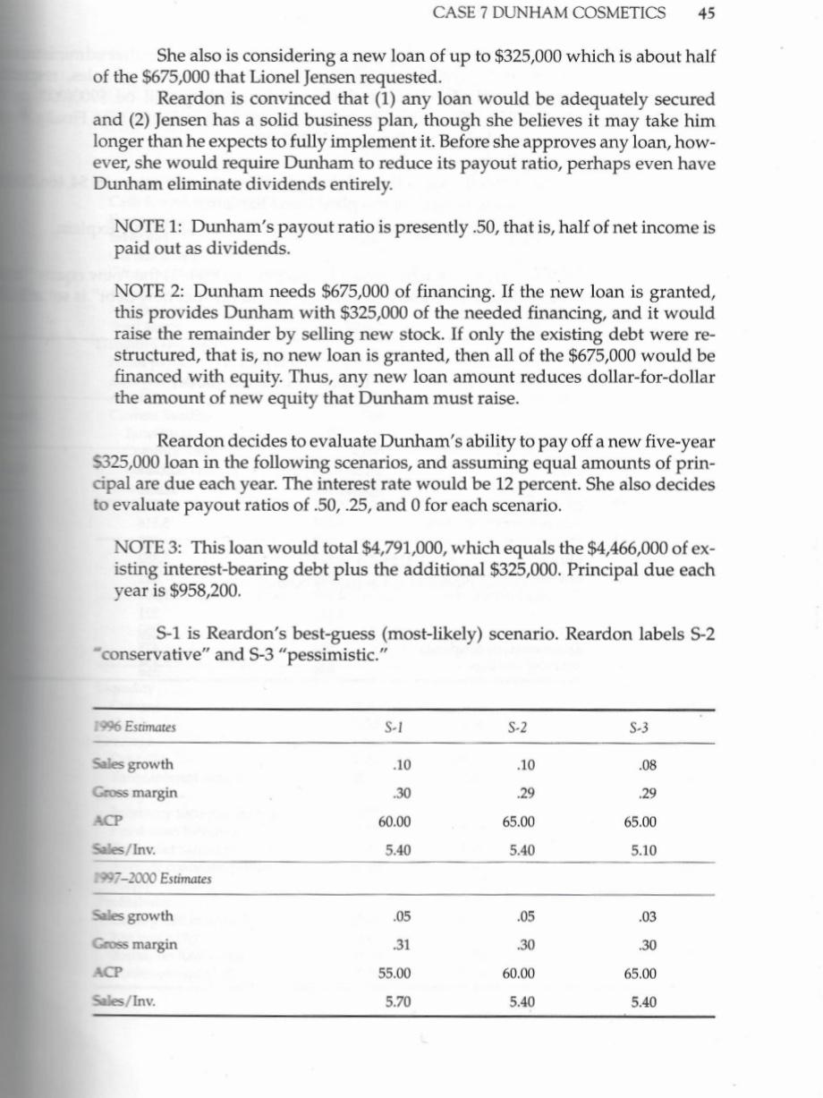 CASE 7 DUNHAM COSMETICS FINANCIAL EVALUATION For the