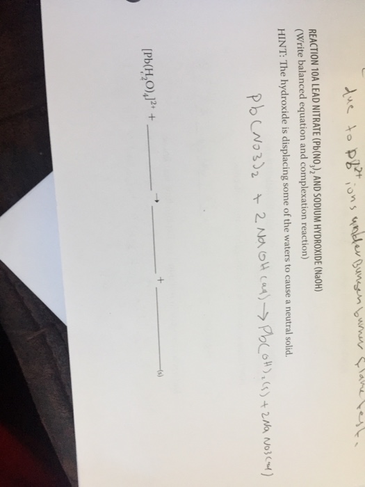 Solved REACTION 10A LEAD NITRATE (Pb(NO,), AND SODIUM