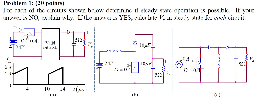 Solved Problem 1: (20 points) For each of the circuits shown | Chegg.com