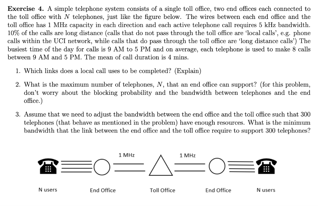 Solved Exercise 4. A simple telephone system consists of a