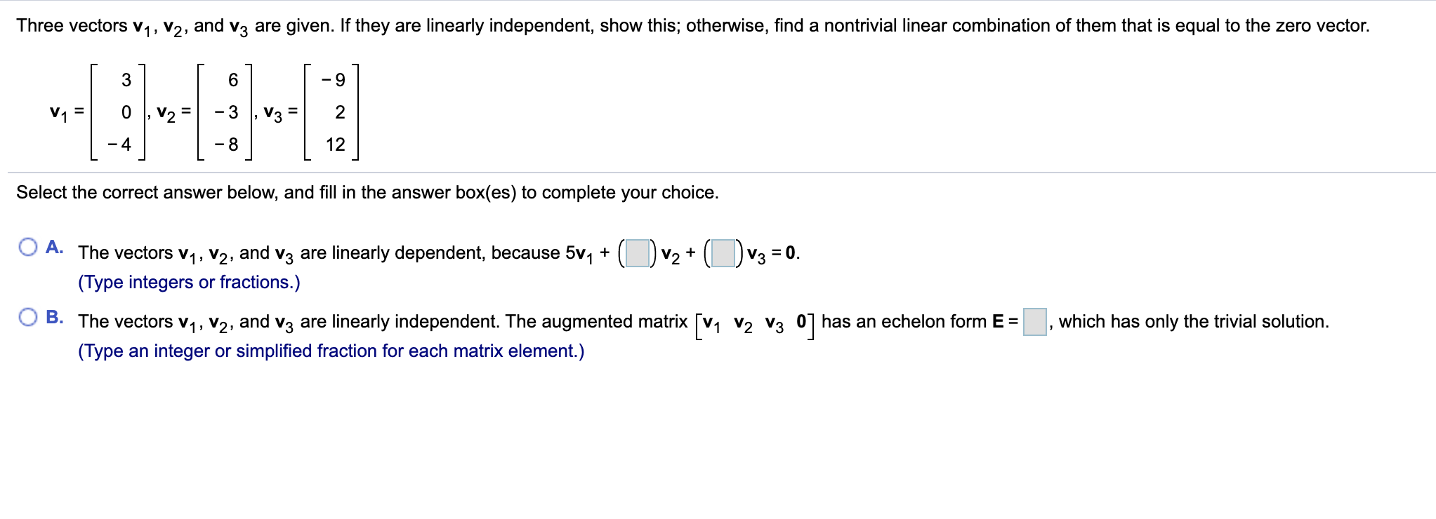 Solved Three vectors V1, V2, and V3 are given. If they are | Chegg.com