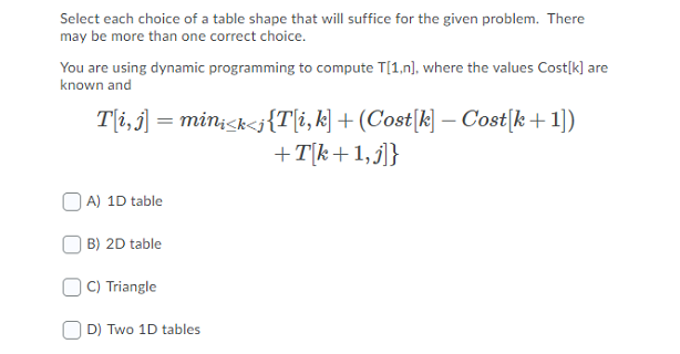 Solved Computer science; Dynamic programming | Chegg.com