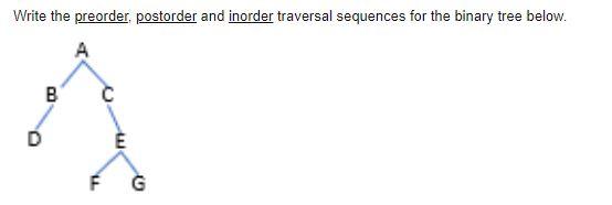 Solved Write the preorder, postorder and inorder traversal | Chegg.com