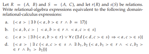 Solved Let R = (A, B) And S = (A, C), And Let R(R) And S(S) | Chegg.com