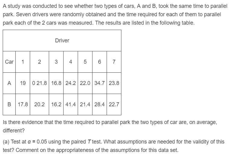 Solved A study was conducted to see whether two types of | Chegg.com