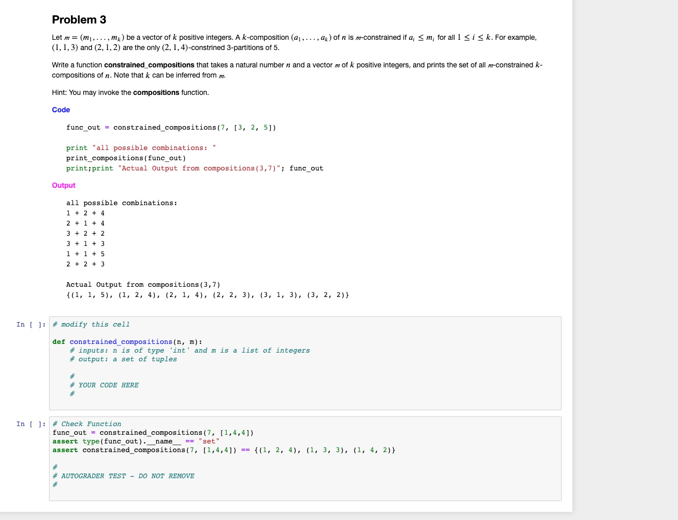 Solved Problem 1 Write A Function Compositions That Takes Chegg Com