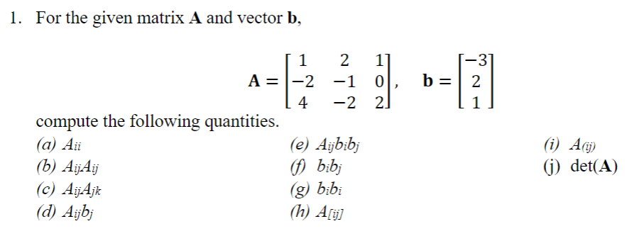 Solved 1. For the given matrix A and vector b, | Chegg.com