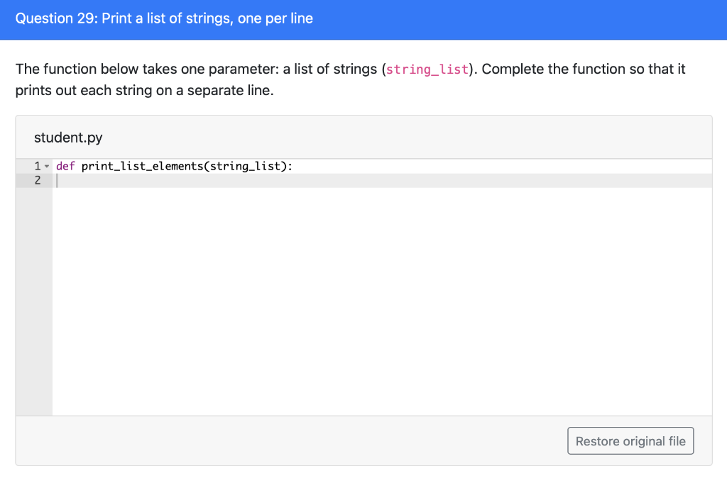 solved-question-29-print-a-list-of-strings-one-per-line-chegg