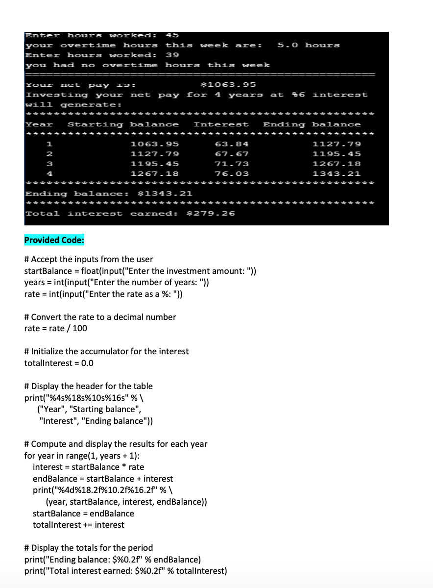 Solved Program #2: Compute an investment report based on the | Chegg.com