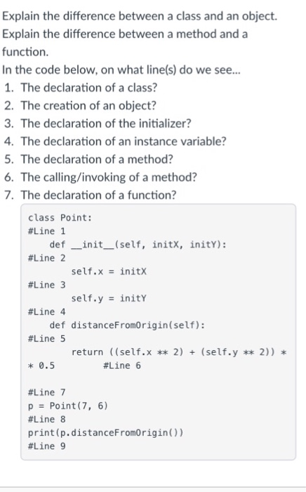 Solved Explain the difference between a class and an object. | Chegg.com