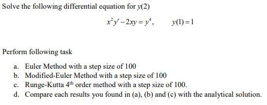 Solved Solve the following differential equation for y(2) | Chegg.com