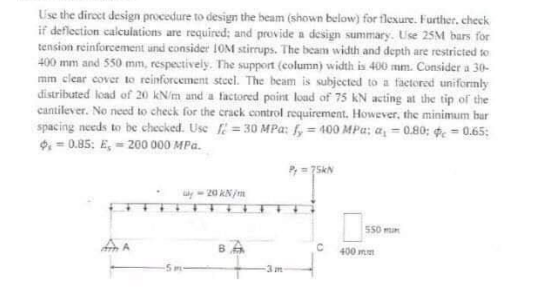Use the direct design procedure to design the beam | Chegg.com