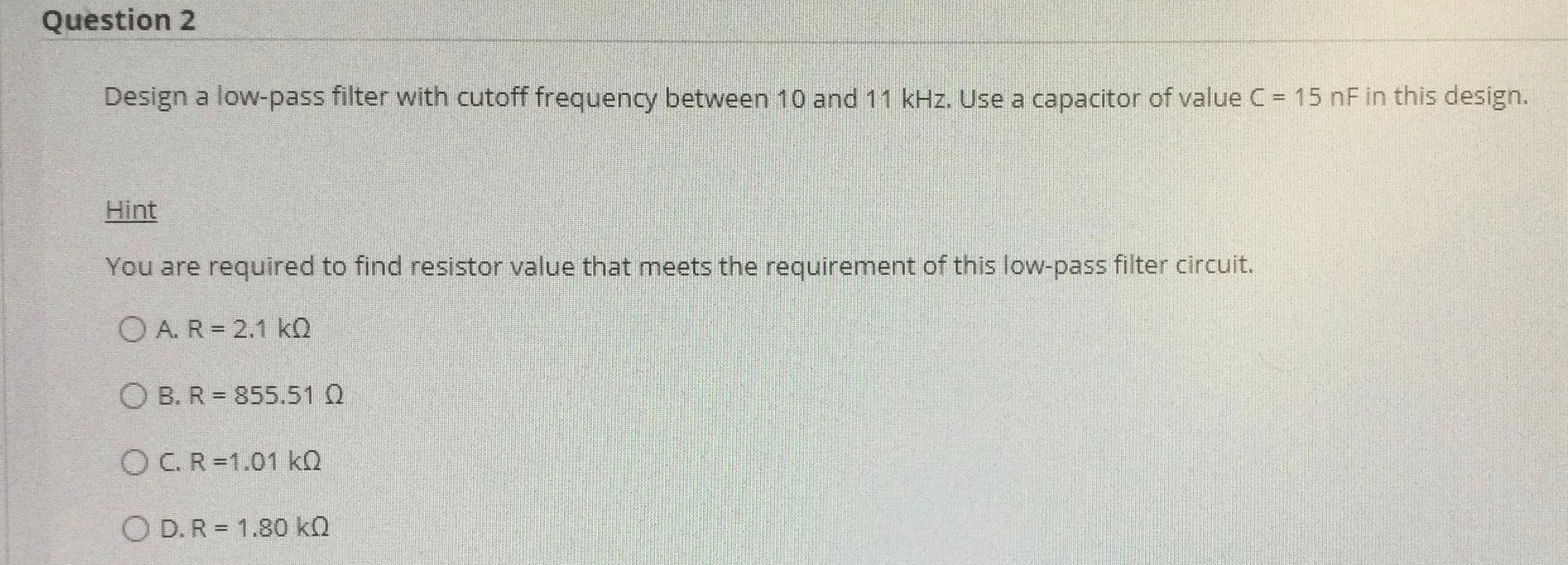 Solved Question 2 Design a low-pass filter with cutoff | Chegg.com