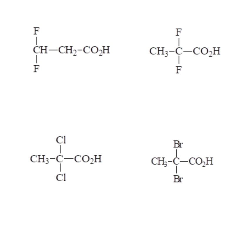 Solved CH-CH2-CO-H CH3-C–COH | F Br CH3-C–COH 1 ci co | Chegg.com