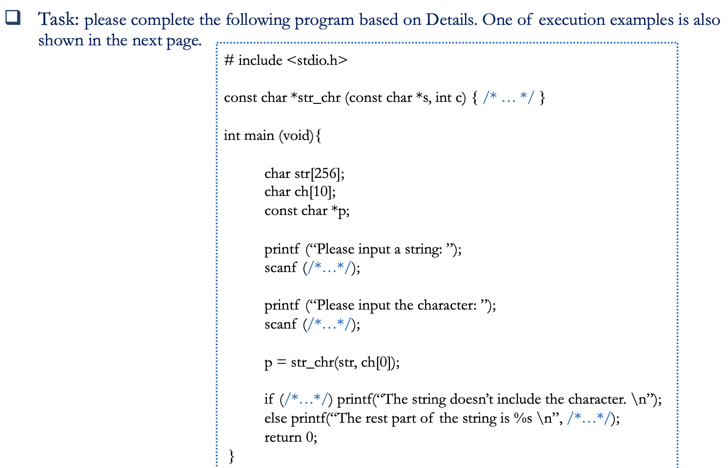 Solved Task: please complete the following program based on | Chegg.com