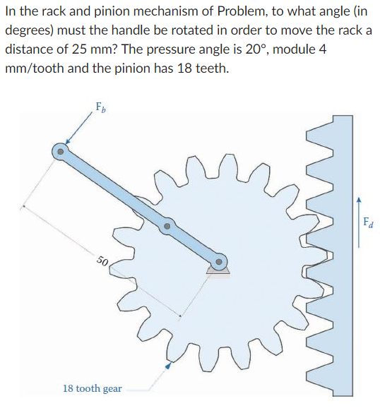 Solved In the rack and pinion mechanism of Problem, to what