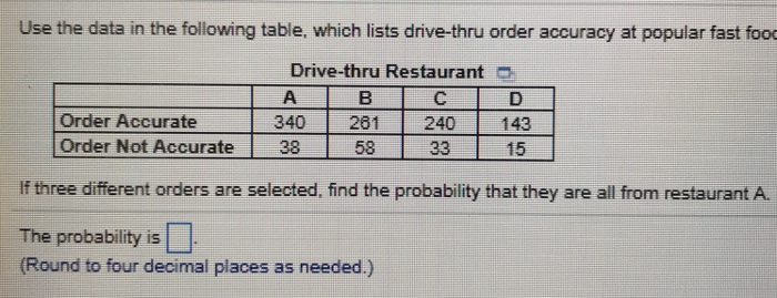 Solved Use the data in the following table, which lists | Chegg.com