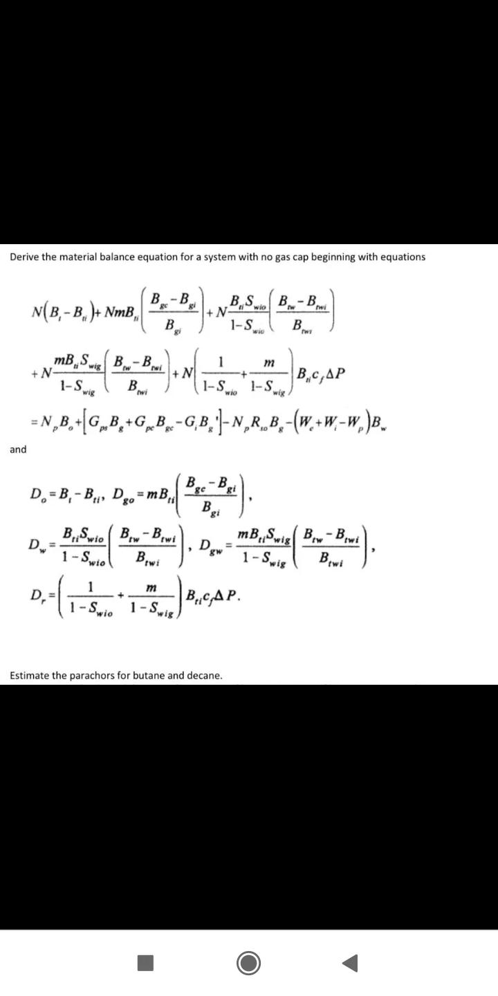 Derive the material balance equation for a system | Chegg.com