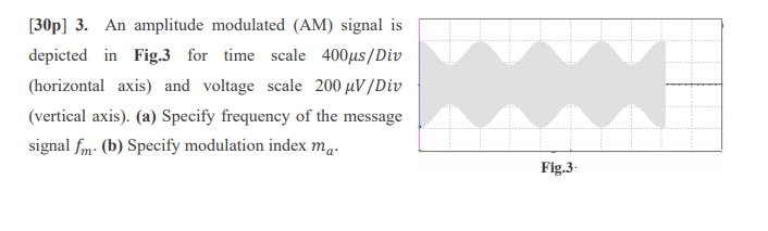 Solved [30p] 3. An amplitude modulated (AM) signal is | Chegg.com