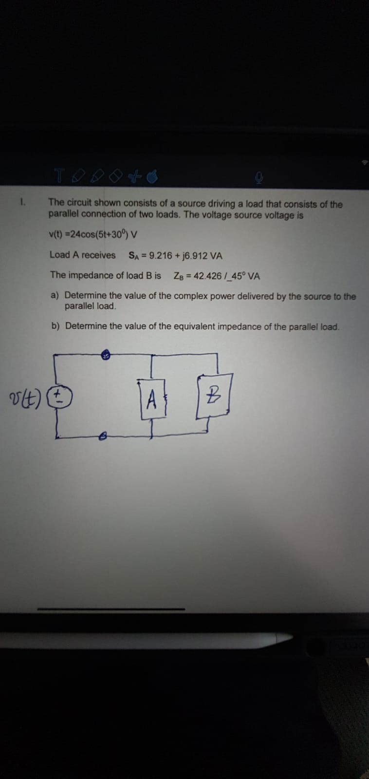 Solved Q 1. The circuit shown consists of a source driving a | Chegg.com