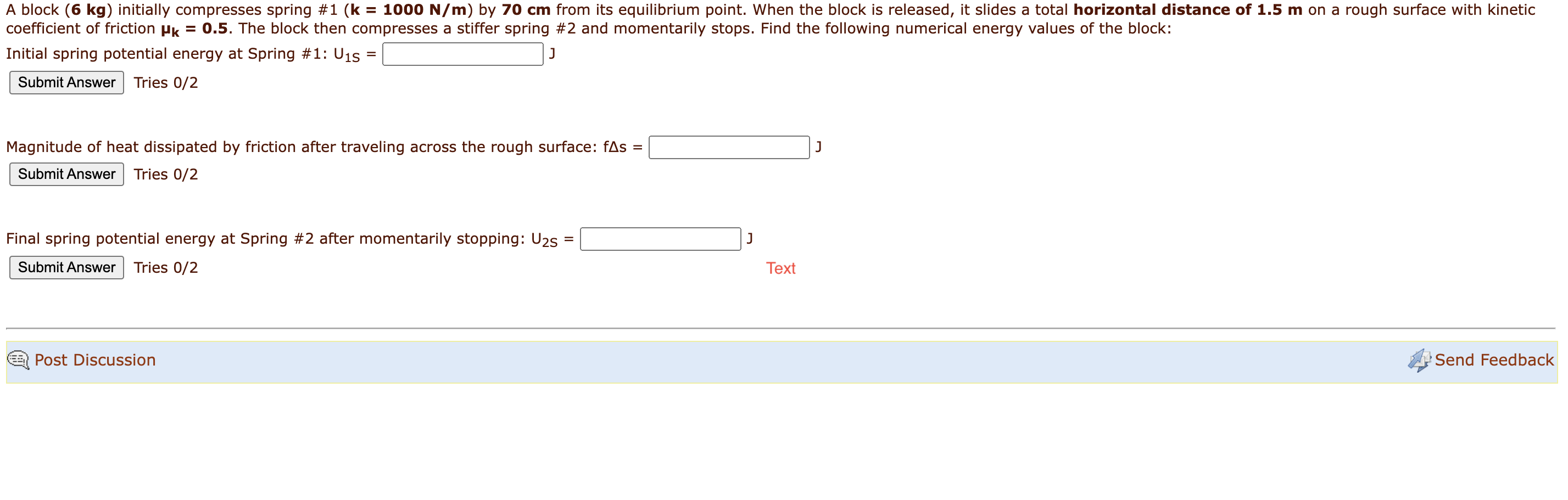 Solved Coefficient Of Friction μk05 The Block Then