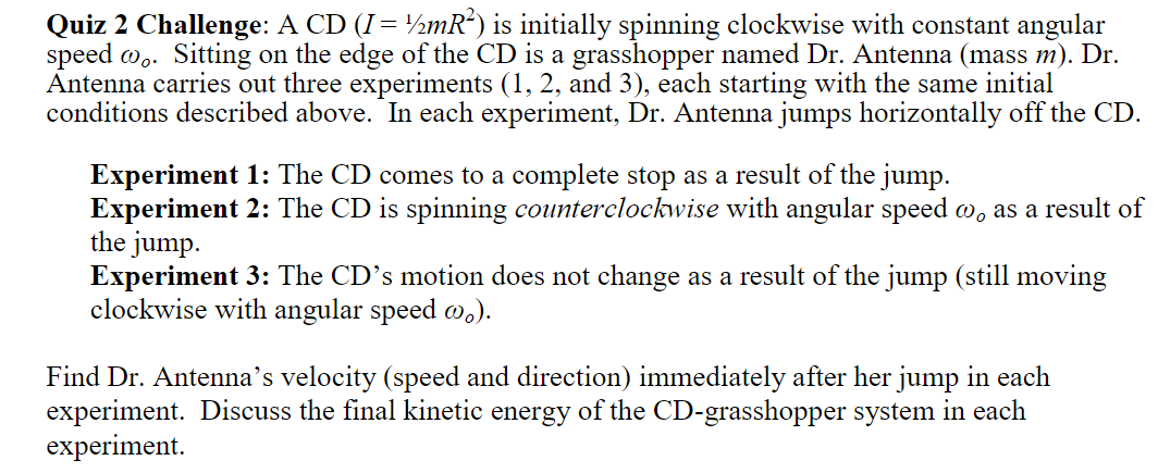 A Cd I Mr2 Is Initially Spinning Clockwise With Chegg Com