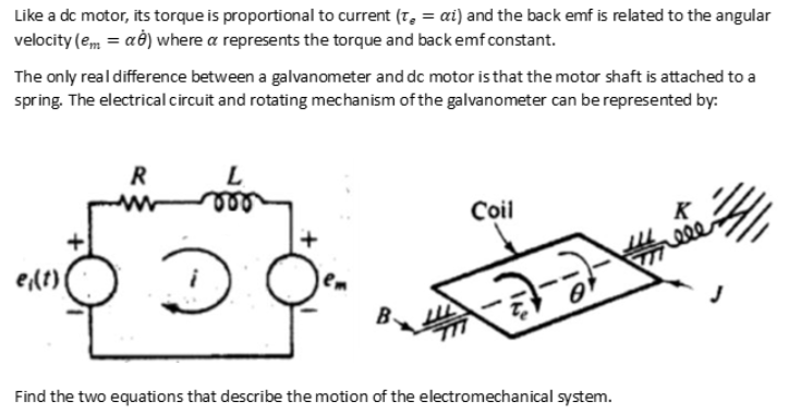 Solved Like a dc motor, its torque is proportional to | Chegg.com