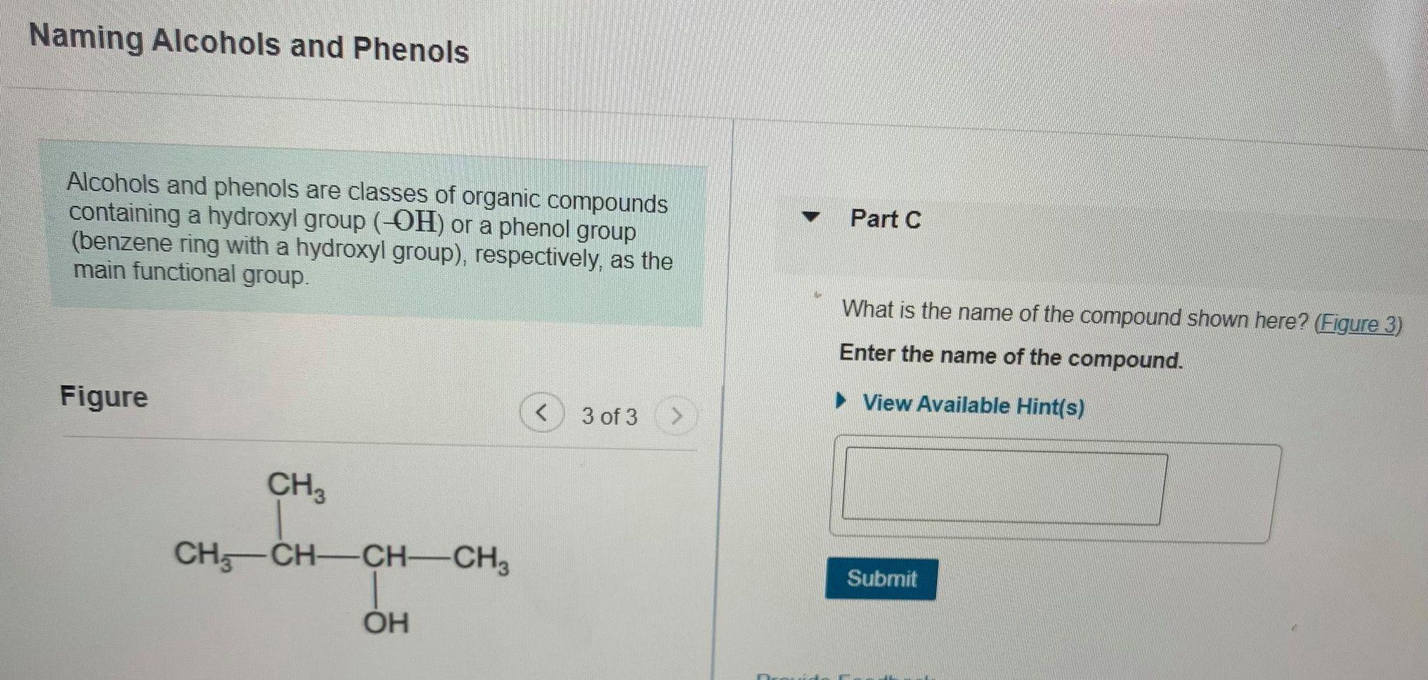 Solved Naming Alcohols And Phenols Part A Alcohols And | Chegg.com