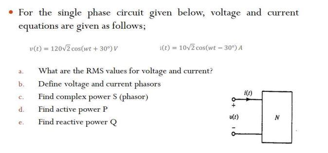 Solved - For the single phase circuit given below, voltage | Chegg.com