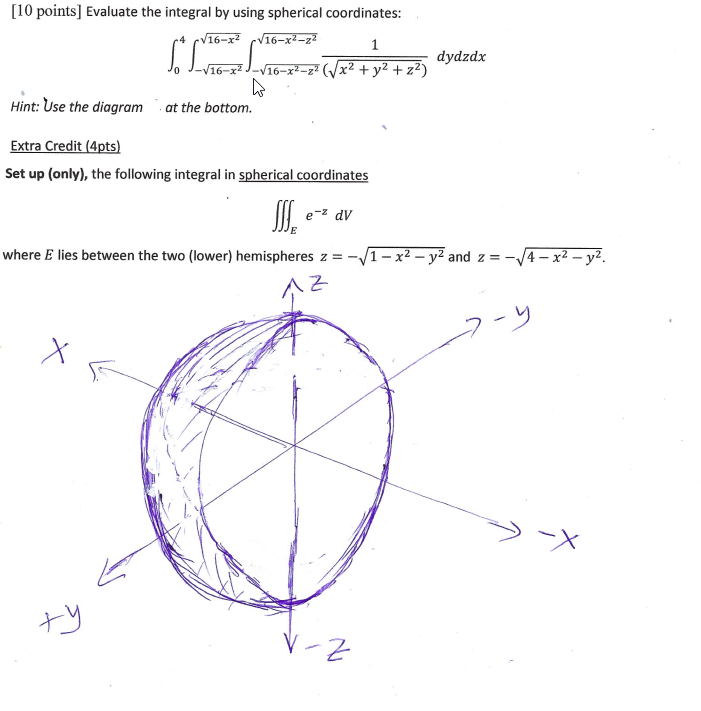 Solved 10 Points Evaluate The Integral By Using Spherical Chegg Com