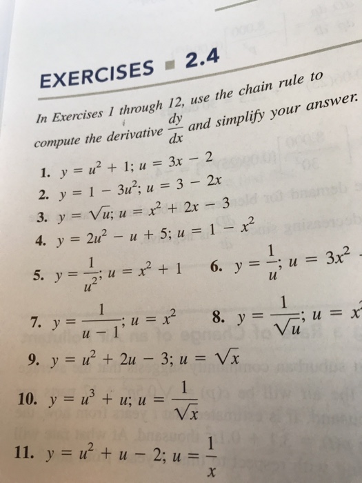 Solved EXERCISES 2.4 ercises 1 through 12, use the chain | Chegg.com