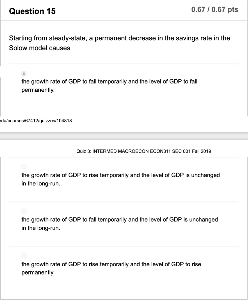 Solved Question 15 0 67 0 67 Pts Starting From Steady S Chegg Com