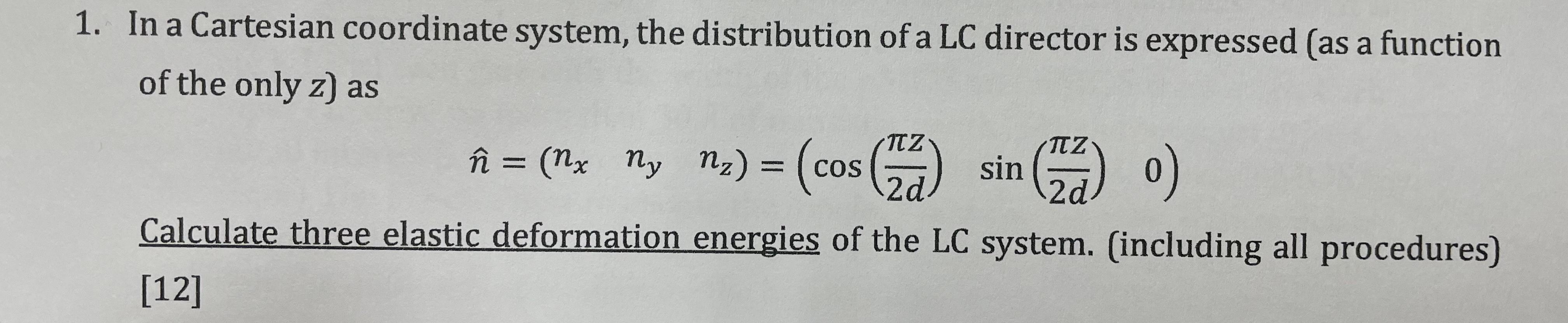 Solved In a Cartesian coordinate system, the distribution of | Chegg.com
