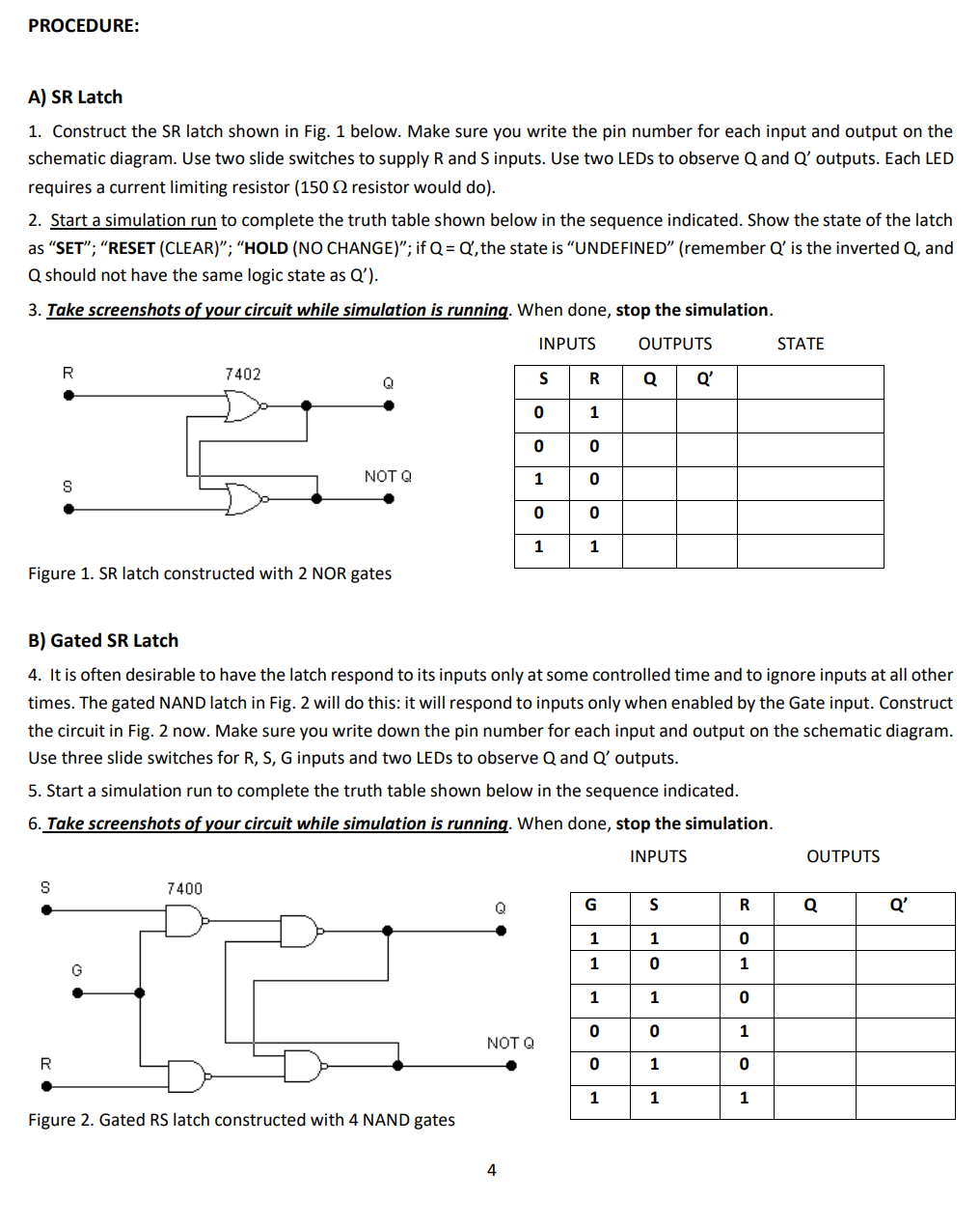 Solved TECH 103 Digital Fundamentals Lab 10 Latches and